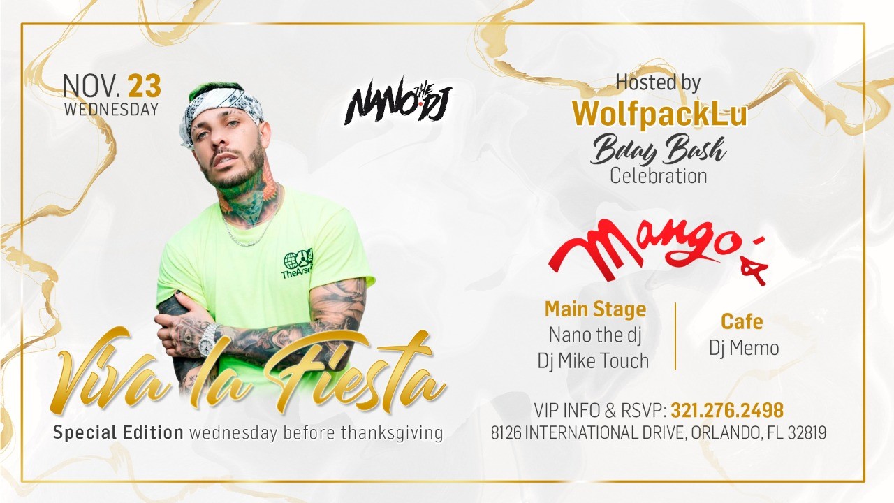 Thanksgiving eve fiesta at Mangos Orlando Tickets Orlando Mango's